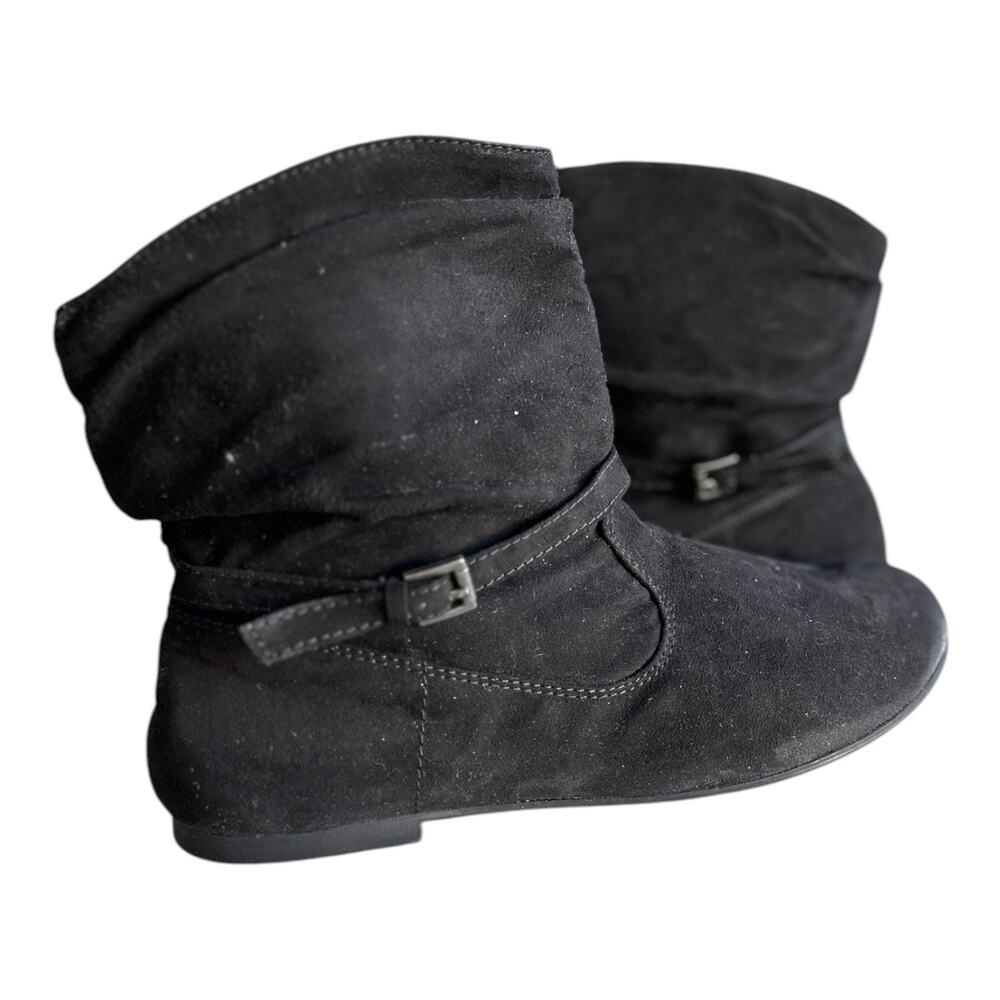 Womens Boots Size 8.5 Black Suede Style Ankle Casual Winter Comfy Cozy Travel